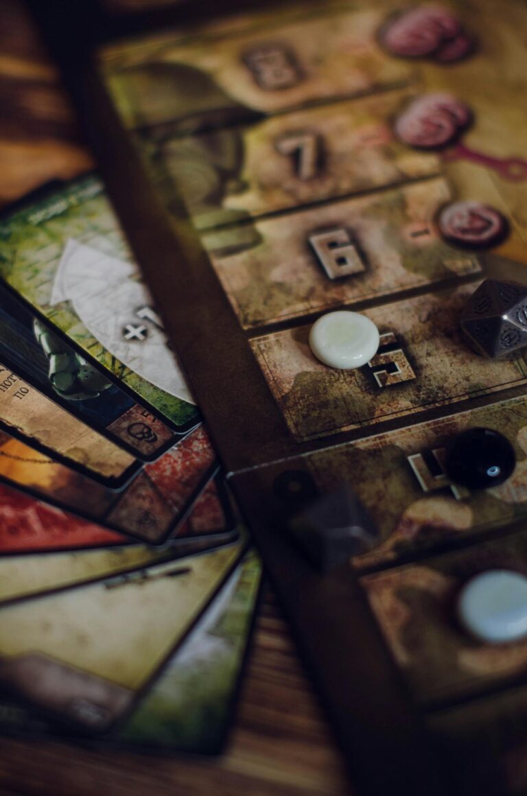 Close-up of a vintage board game with retro-style numbers and tokens creating a nostalgic feel.